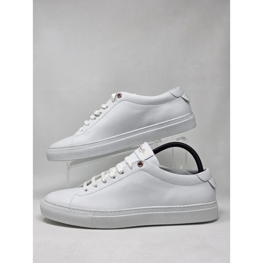Good Man Brand Mens Size 8 Edge Low Top White Leather Sneakers Made in Italy New
